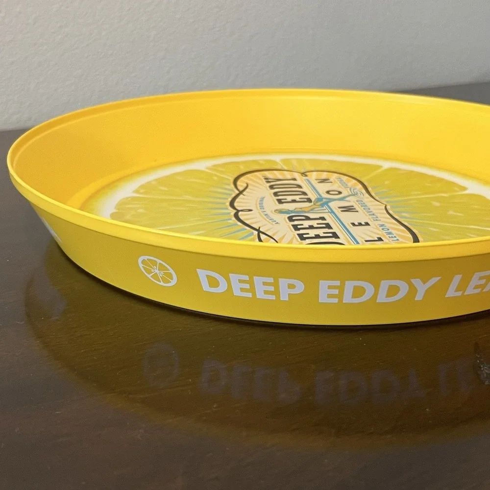 Deep Eddy Lemon Vodka Serving Tray Unisex Yellow Excellent Plastic Barware 13in